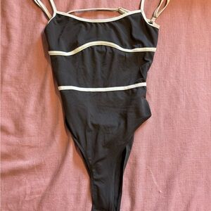 Missguided dark brown bodysuit with cream accents